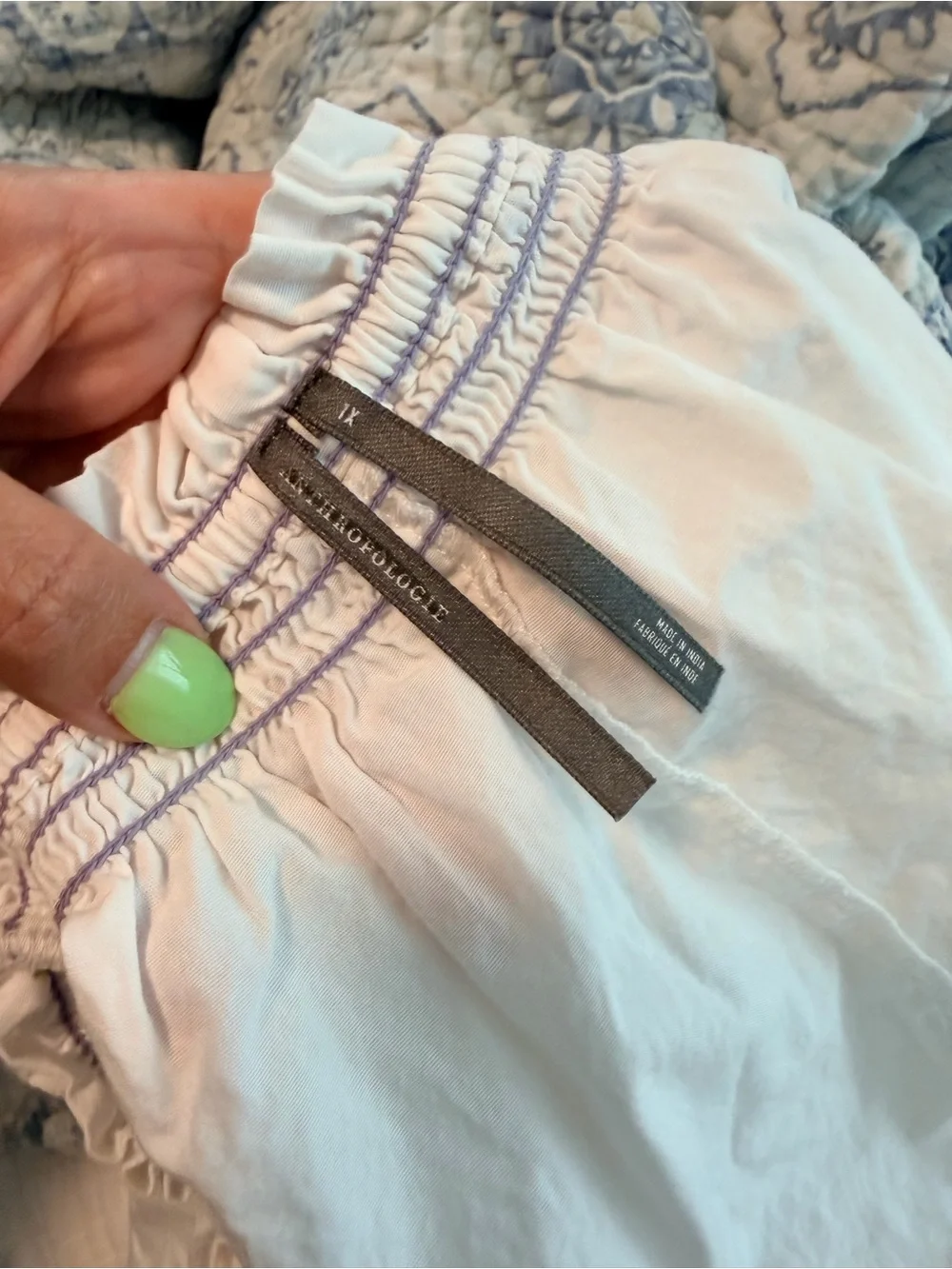 Anthropologie White Floral Embroidered Blouse